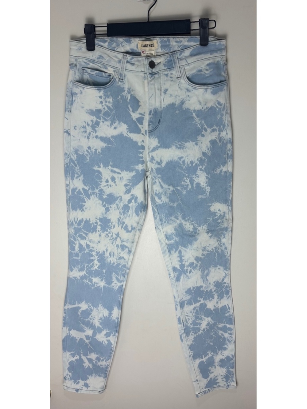 L’AGENCE Margot High Rise Skinny Jeans Size 29 Abyss Blue White Tie Dye NWOT